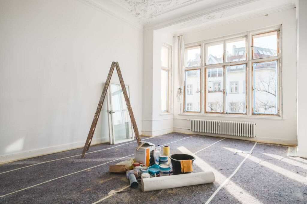 A room stands ready for renovations